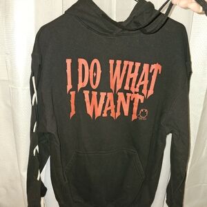 I Do What I Want Black Hoodie with Red Graphic